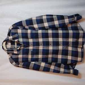 JACHS Men Blue & White Plaid Button Front Shirt. Size XXL.